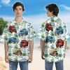 Big Trailer 3d Printed Unisex Hawaiian Shirt, Watercolor Island Aloha Button Down Shirt For Men And Women, Container Pattern Clothing, Summer Wear