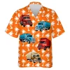 Palm Tree Silhouette Unisex Hawaii Shirt, Semi-trailers Aloha Beach Shirt, Tropical Plant Printed Clothing, Sea Trip Button Down Short Sleeve