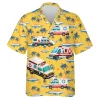 Ambulance Unisex Hawaiian Shirt, Emergency Vehicles Aloha Button Down Shirt, Hospital Clothes, Casual Short Sleeves, Doctor Gift