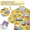 Ambulance Unisex Hawaiian Shirt, Emergency Vehicles Aloha Button Down Shirt, Hospital Clothes, Casual Short Sleeves, Doctor Gift