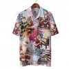 Christmas Santa Claus Button Down Hawaiian Shirt, Santa Plays Piano Shirt, Music Lover Button Up Shirt, Santa Themed Aloha Shirt