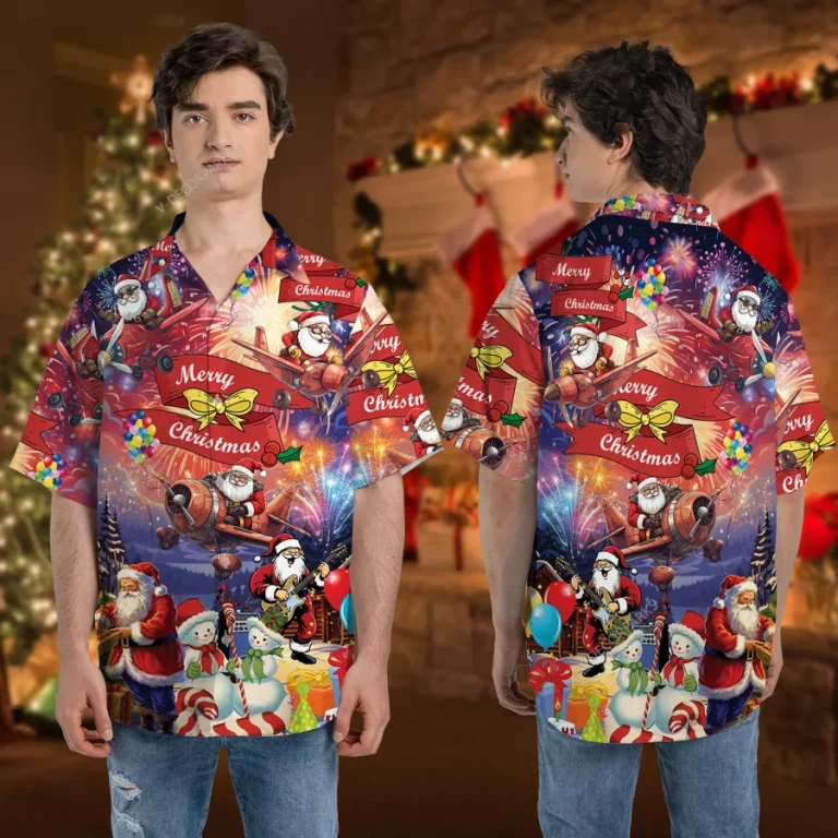 Merry Christmas Hawaiian Shirt For Men And Women, Firework Themed Aloha Shirt, Snowman Hawaiian Shirt, Xmas Lover Gift, Santa Gift For You