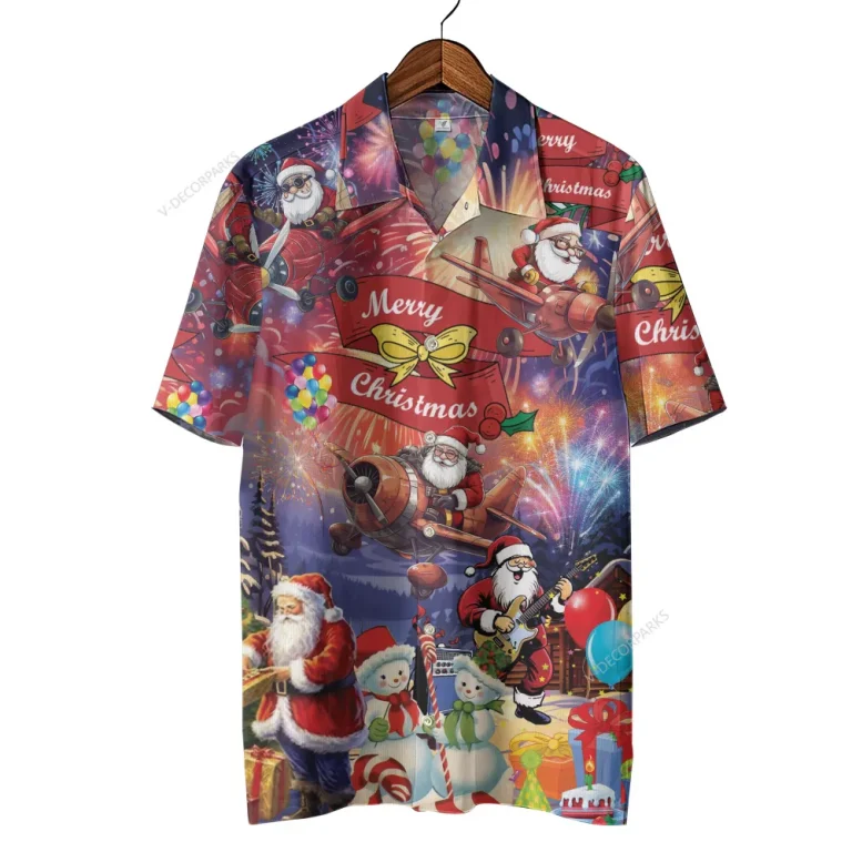 Merry Christmas Hawaiian Shirt For Men And Women, Firework Themed Aloha Shirt, Snowman Hawaiian Shirt, Xmas Lover Gift, Santa Gift For You