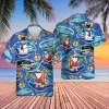 Tropical Christmas Button Hawaiian Shirt, Santa Clause Surfing Shirt, Cool Snowman Button Up Shirt, Summer Beach Vibes Aloha Shirt