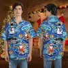 Tropical Christmas Button Hawaiian Shirt, Santa Clause Surfing Shirt, Cool Snowman Button Up Shirt, Summer Beach Vibes Aloha Shirt