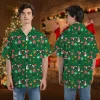 Funny Christmas Symbol Button Down Hawaiian Shirt, Funky Xmas Icon Shirt, Family Chrismas Gift, Santa Themed Aloha Shirt