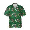 Funny Christmas Symbol Button Down Hawaiian Shirt, Funky Xmas Icon Shirt, Family Chrismas Gift, Santa Themed Aloha Shirt