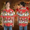 Christmas Day Pattern Hawaiian Short Sleeve, Santa Clause Breathable Wear, Xmas Reindeer Printed Clothing, Santa Bike Hawaiian Shirt