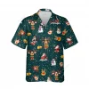 Lovely Reindeer Christmas Icon Unisex Hawaiian Shirt, Funky Santa Symbol Shirt, Family Chrismas Gift, Xmas Bell Aloha Shirt, Relaxed Fit