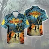 Funny Happy Cat Garden Men Aloha Shirt, Empty Branch Tree With Halloween Button Down Shirts, Spooky Designed Shirt, Horror Witch House Gift