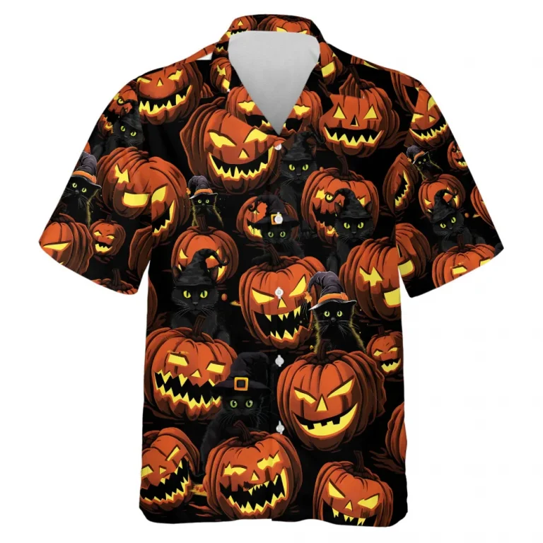 Halloween Spooky Pumpkin Hawaiian Shirt, Comfy Hawaii Shirt, 3d Printed Hawaiian Aloha Shirt, Summer Beach Shirt, Short Sleeve Hawaii Shirt