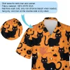 Smiling Black Cat In Halloween Men Hawaiian Shirt, Happy Halloween Aloha Shirts, Halloween Party Matching Shirts For Men, Women & Kids