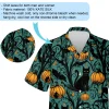 Black Cat In Pumpkin Tree Men Hawaiian Shirt, Halloween Night Aloha Beach Button Down Shirts, Spooky V-neck Men's Shirt, Casual Clothing