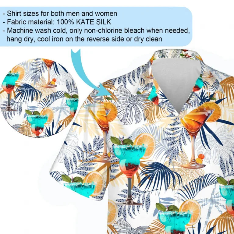 Rainbow Cocktail Unisex Hawaiian Shirt, Tropical Leaves Aloha Button Down Shirts, Vacation Family Clothing, Summer Trip Gift, Holidays Hawaii Shirt