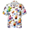 Summer Cocktail Hawaii Shirt, Beach Printed Male Clothing, Aloha Button Down Shirt, Vintage Hip-hop Lapel Button Tops, Family Group Shirt