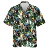 Dog Sipping Cocktail Unisex Hawaii Shirt, Tropical Region Aloha Beach Button Shirts, Summer Group Party Clothing, Men's Casual Wear