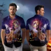 Cow Under Moonlight Men Hawaiian Shirt, Halloween Pumpkin Aloha Shirts, Dark Forest Patterned Top, 3d Hawaiian Aloha Shirt, Funny Hawaii Shirt