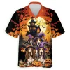 Basset Hound All Over Printed Hawaii Shirt, Spooky Halloween Night Aloha Beach Button Down Shirts, Pumpkin Aloha Beach Clothing, Summer Men's Shirt
