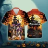 Basset Hound All Over Printed Hawaii Shirt, Spooky Halloween Night Aloha Beach Button Down Shirts, Pumpkin Aloha Beach Clothing, Summer Men's Shirt
