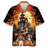 Funny Beagle In Witch Castle Hawaii Shirt, Halloween Party Group Aloha Shirts, Animal Printed Hawaiian Shirts, Animal Lover Button Down Shirt