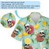 Skull Eating Donut Unisex Hawaii Shirt, Tropical Leaves Aloha Beach Shirts, Lemon Slices Patterned Mens Button Down Shirt