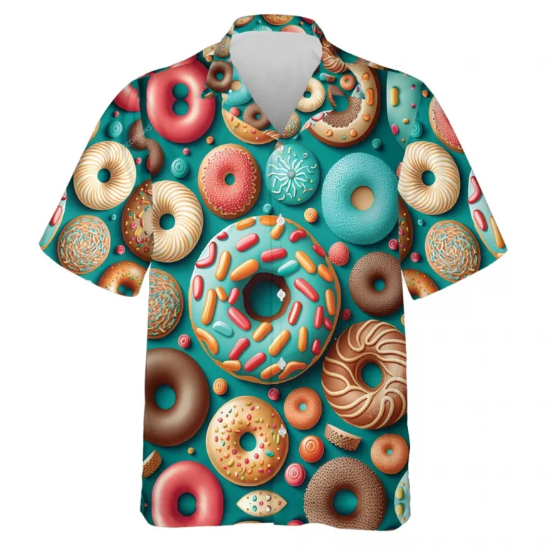 Multiple Donuts Hawaiian Shirt For Men Women, Vibrant Cake Aloha Beach Shirts, Summer Men's Button Down Shirt, Casual Clothing