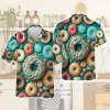 Multiple Donuts Hawaiian Shirt For Men Women, Vibrant Cake Aloha Beach Shirts, Summer Men's Button Down Shirt, Casual Clothing