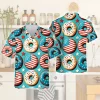 American Decorated Donuts Hawaiian Shirt For Men Women, Usa Flag Aloha Beach Shirts, Summer Unisex Button Down Shirt, Beach Party Group Clothing