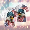 American Great Eagle Men's Hawaiian Shirt, Usa Flag Aloha Beach Shirts, Independence Day Men's Button Down Shirt, Firework Patterned Clothing