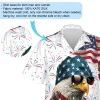 American Great Eagle Men's Hawaiian Shirt, Usa Flag Aloha Beach Shirts, Independence Day Men's Button Down Shirt, Firework Patterned Clothing