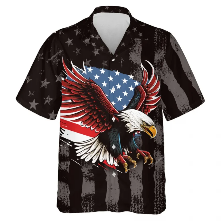 American Fierce Eagle Hawaiian Shirt, Usa Aloha Beach Shirts For Men And Woman, Monogram Usa Flag Printed Men's Casual Shirt, Animal Pattern Clothing