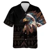 Native American Eagle Hawaiian Shirt For Men Women, Indigenous Pattern Aloha Beach Shirts, Bird Printed Clothing, Relaxed Summer Men's Wear