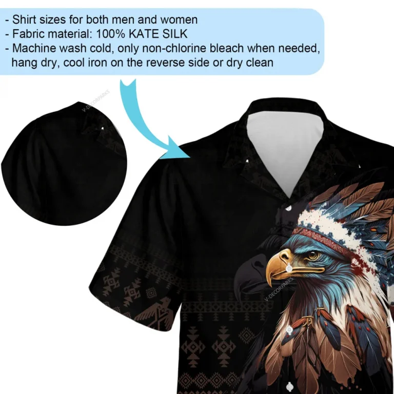 Native American Eagle Hawaiian Shirt For Men Women, Indigenous Pattern Aloha Beach Shirts, Bird Printed Clothing, Relaxed Summer Men's Wear