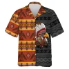 Half N' Half Colored Native Eagle Hawaiian Shirt For Men Women, Indigenuos America Bird Pattern Aloha Beach Shirts, Animal Love Mens Button Down Shirt