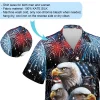 Independence Day Usa Eagles Hawaiian Shirt For Men Women, 4th Of July Ceremony Aloha Beach Shirts, Firework Pattern Mens Button Down Shirt