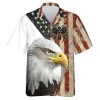 Bald Eagle Hawaiian Shirt For Men Women, Celtic Jesus Cross Aloha Shirts, Bird Lover Printed Shirt, Independence Day Clothing