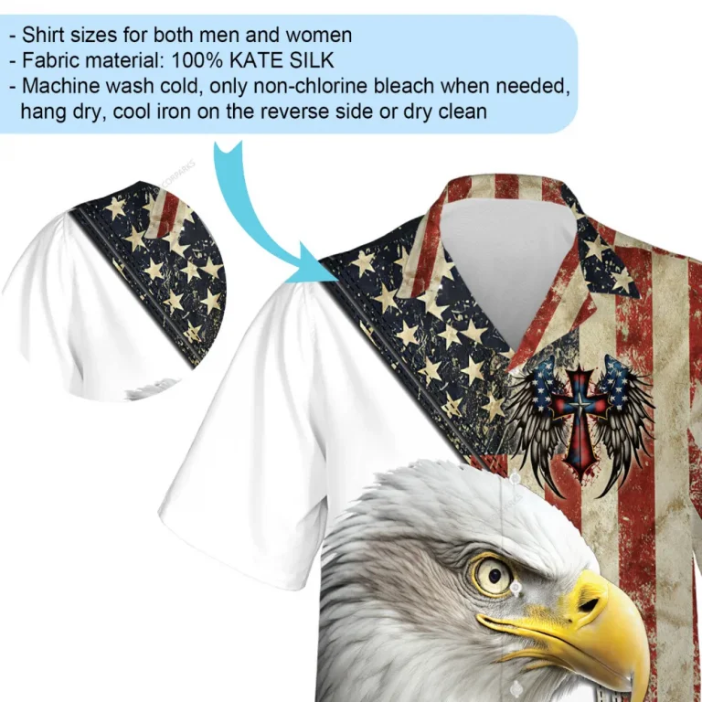 Bald Eagle Hawaiian Shirt For Men Women, Celtic Jesus Cross Aloha Shirts, Bird Lover Printed Shirt, Independence Day Clothing