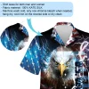 Fierce Eagle In Us Military Men's Hawaiian Shirt, Usa Veteran Pattern Aloha Shirts, Thunderstorm Printed Men's Button Down Shirt, Usa Flag Clothing