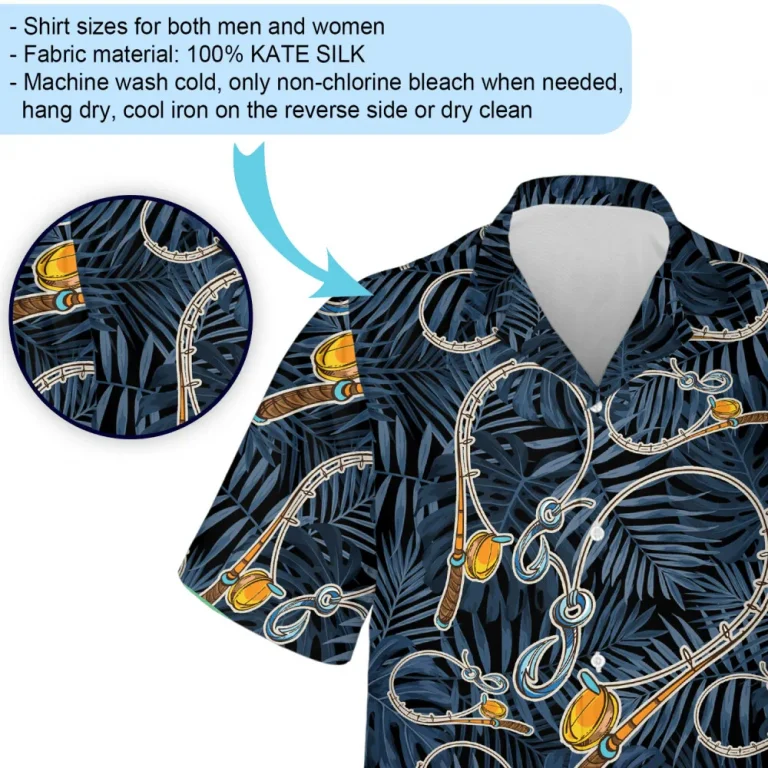 Fishing Rod Hawaiian Shirt For All Genders, Summer Fishing Lover Aloha Shirts, Tropical Beach Mens Button Down Shirt, Unisex Hawaii Shirt