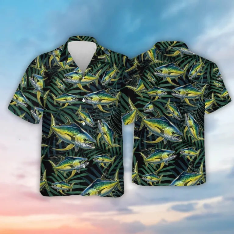 Bluefin Tuna Fish 3d Printed Unisex Hawaiian Shirt, Tropical Fishing Colorful Aloha Shirt, Uniquely Designed Hawaiian Clothing, Modern Aloha Shirt