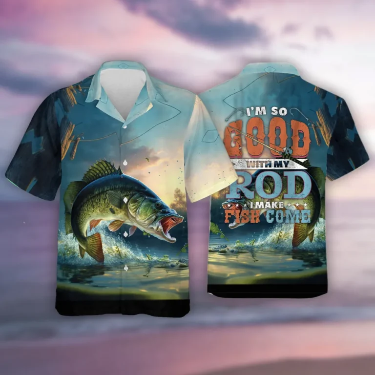 Bass Fishing Summer Men And Women Hawaiian Shirt, Ocean-themed Aloha Shirt, Breathable Hawaiian Shirt, Fishing Lover Couple Top