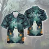 Spooky Halloween Pattern Unisex Hawaiian Shirt, Scary Pumpkin Aloha Beach Button Down Shirt, Water Demon Haunted Clothing, Forest Night Printed Top