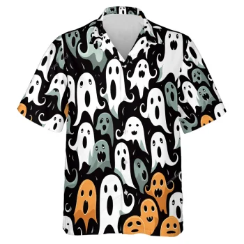 Scary Ghost Men Hawaiian Shirt - Halloween Day Aloha Beach Button Down Shirts