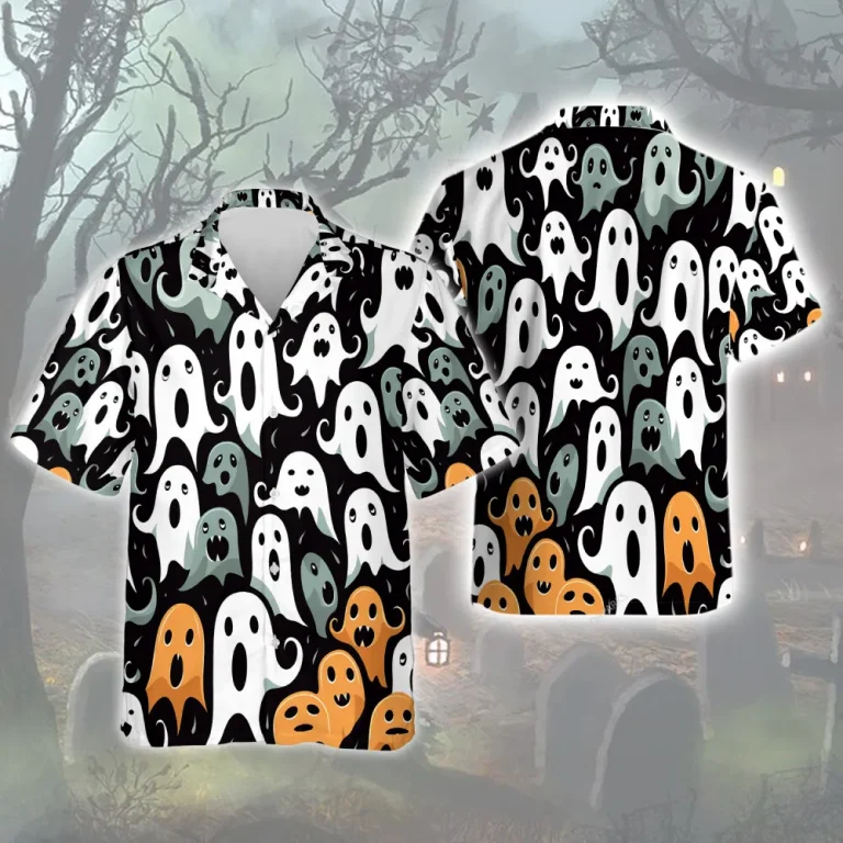 Scary Ghost Men Hawaiian Shirt - Halloween Day Aloha Beach Button Down Shirts