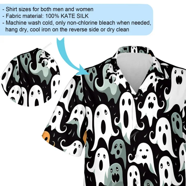 Scary Ghost Men Hawaiian Shirt - Halloween Day Aloha Beach Button Down Shirts