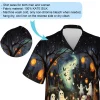 Scary Ghost Family Unisex Hawaiian Shirt, Happy Halloween Holiday Aloha Beach Button-down Shirts, Spooky Night Forest Printed Top