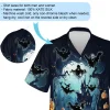 Scary Spook Men In Bats Shape Hawaiian Shirt, Halloween Party Printed Aloha Shirts, Men's Casual Wear, Creepy Pasta Inspired Design Clothing