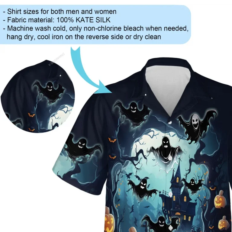 Scary Spook Men In Bats Shape Hawaiian Shirt, Halloween Party Printed Aloha Shirts, Men's Casual Wear, Creepy Pasta Inspired Design Clothing