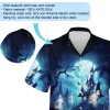 Ghost Inside The Castle Darkness Men Hawaiian Shirt, Pumpkin Lantern Aloha Beach Button-down Shirts, Creeptic Castle In Forest Printed Clothing