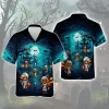 Halloween Pumpkin Lantern Mummy Men Hawaiian Shirt, Scary Sculptured Pumpkin Head Aloha Beach Button-down Shirts, Unisex Wear For Halloween Night